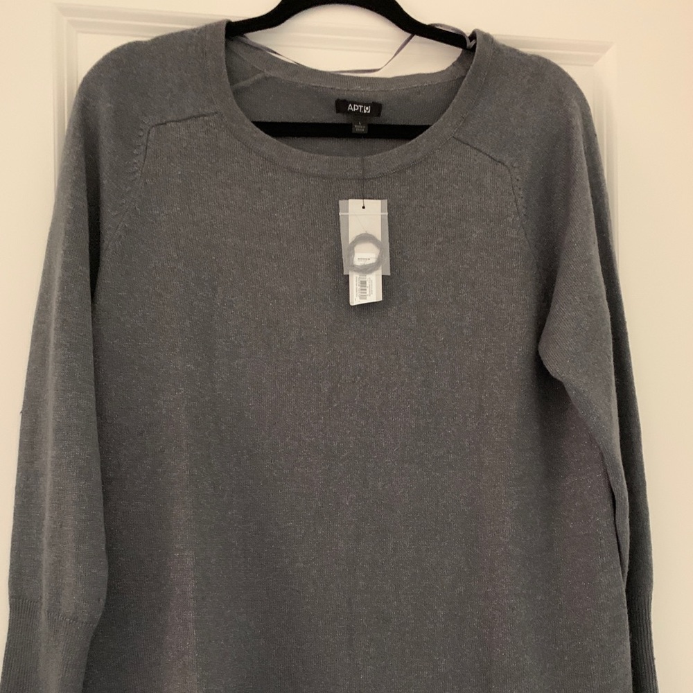 Apt. 9 Grey Sparkle Tunic Sweater - NWT Size L
